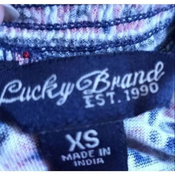 LUCKY BRAND RED, WHITE, & BLUE OFF-THE-SHOULDER W/POCKETS DRESS SZ.XS EUC. - Picture 7 of 8